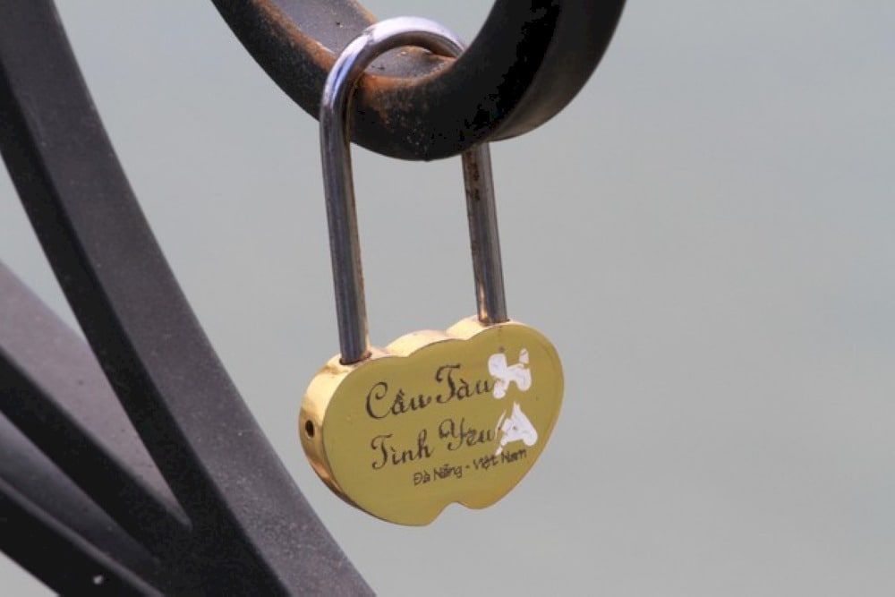 Love lock on Love Bridge Da Nang